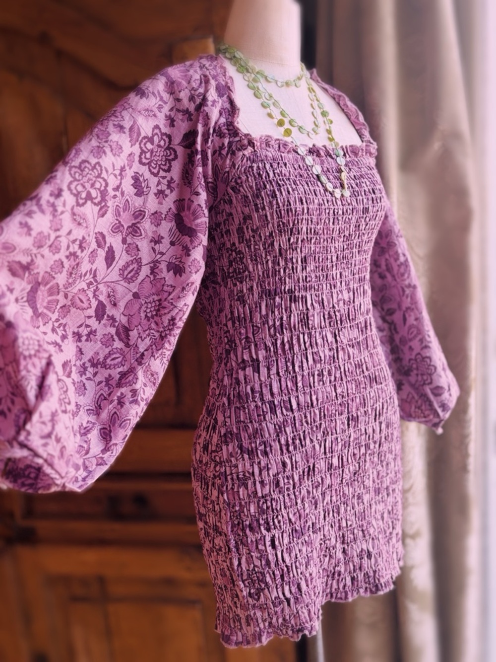 Free People Smocked Floral Mini Dress Tunic MSRP $148 NWT